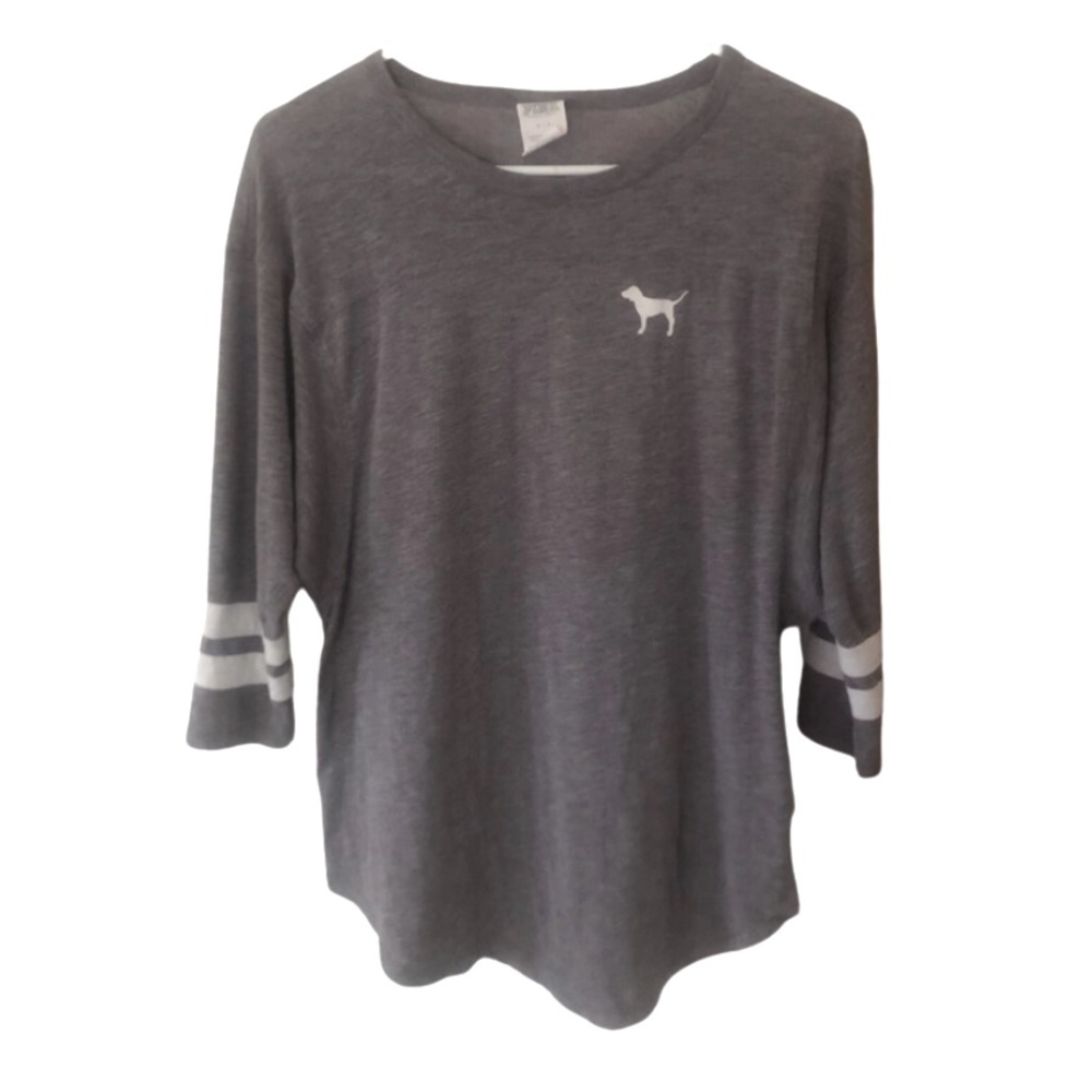 VS PINK Women’s Victoria’s Secret Women’s Varsity Style Tee T Shirt Gray Small